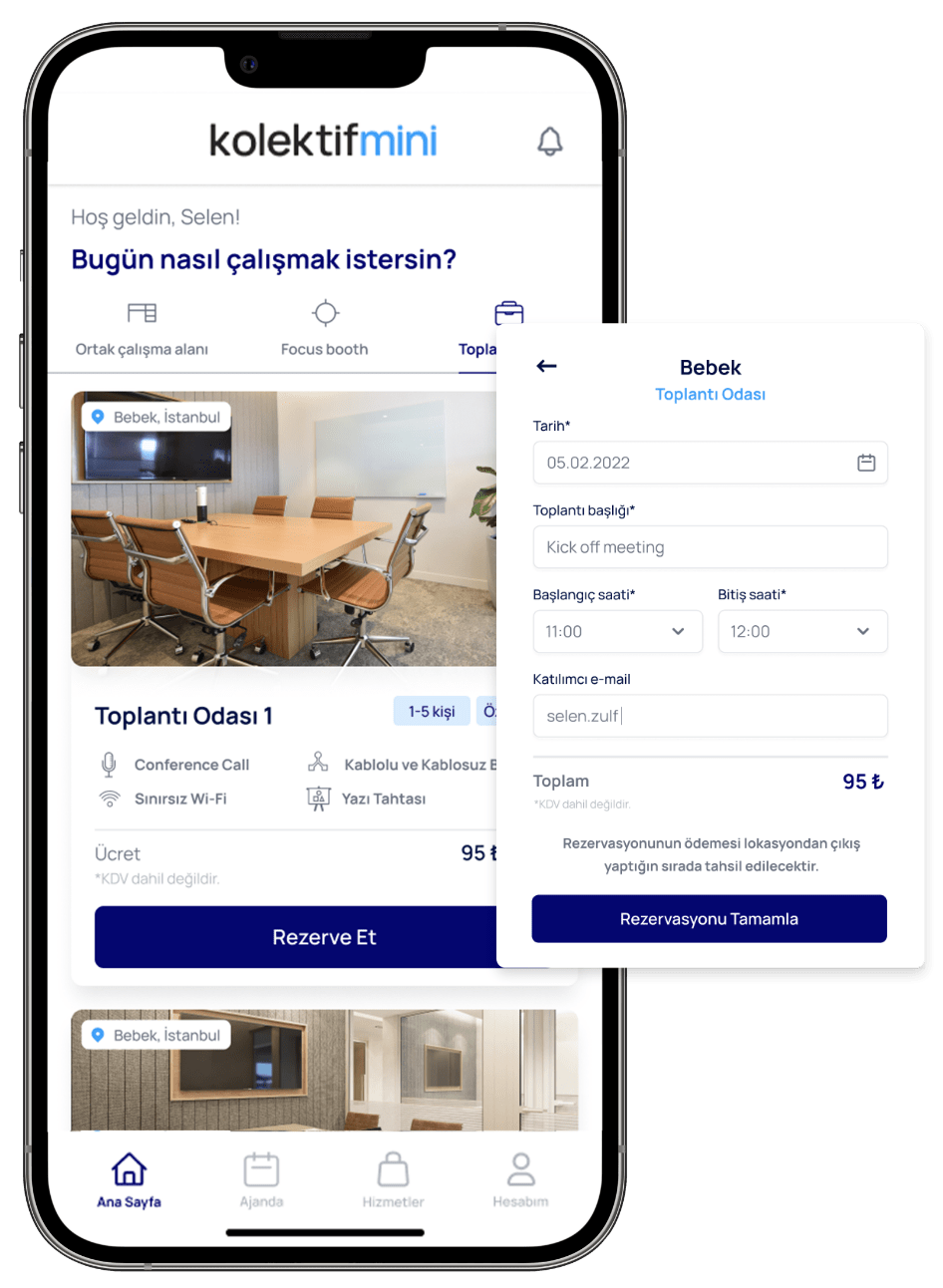 Toplantı Odası veya Focus Booth rezervasyonu yap